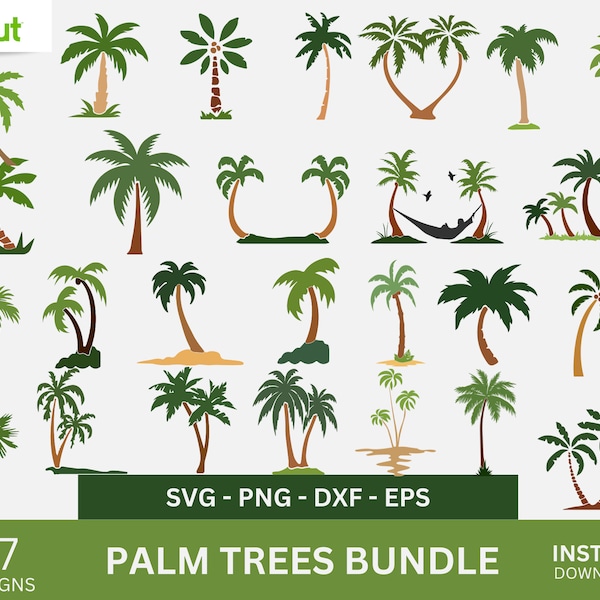 Palm tree SVG, Palm tree silhouette,Tropical island tree,beach tree ,Instant Download,svg, png, eps, dxf, pdf digital download