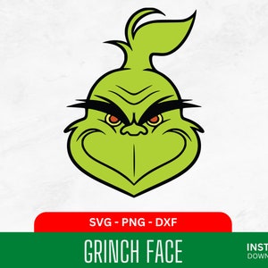 Grinch Face Svg | Grinch Face Silhouette | Christmas Grinch Layered Item