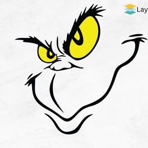 Grinch Face Svg | Grinch SVG  | Grinch Face Silhouette | Christmas Grinch Face
