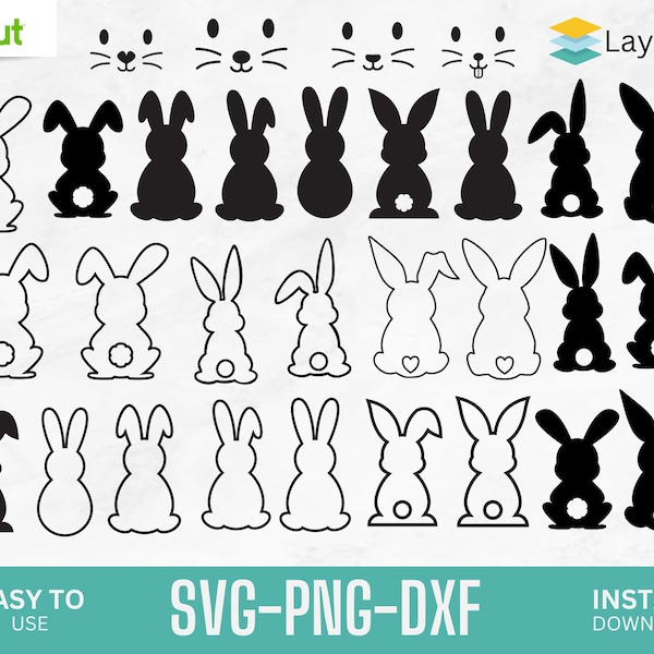 Osterhase Form SVG, Kaninchen DXF, Hase Form Svg, Umriss Hase Svg, Hase Silhouette, Osterhase, digitaler Download für Cricut, cutfile