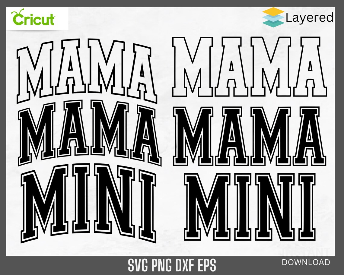 Mama and Mini Svg BUNDLE, Mama SVG, Mama Png, Mom Svg, Mama Varsity Svg ...