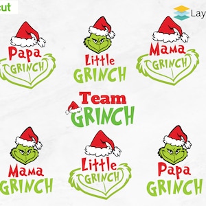 Família Grinch Svg | Grinch SVG | Equipe Grinch SVG | Papai Mama Pequeno Grinch | Grinch de Natal
