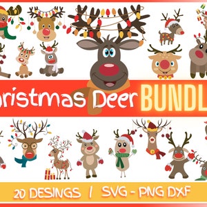 Christmas Reindeer Faces SVG Bundle, Reindeer SVG, Girl Reindeer SVG, Boy Reindeer Svg, Christmas Svg, Cute Reindeer Face Svg Cricut