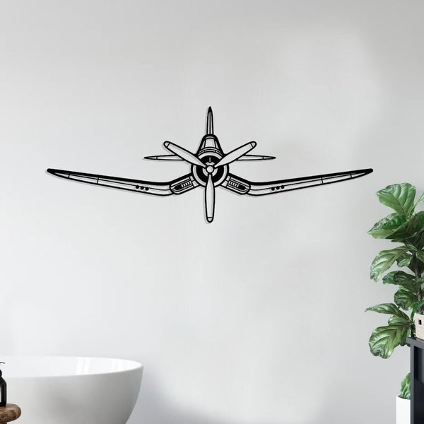 F4U Corsair Front Silhouette Metal Wall Art, Airplane Wall Art, Plane Metal Art, Metal Wall Art, Metal  Plane Silhouette