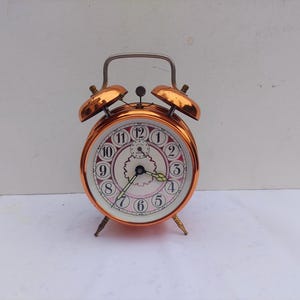 Vintage Dubbelbel Klokwekker Mauthe kleur koper in werkende staat