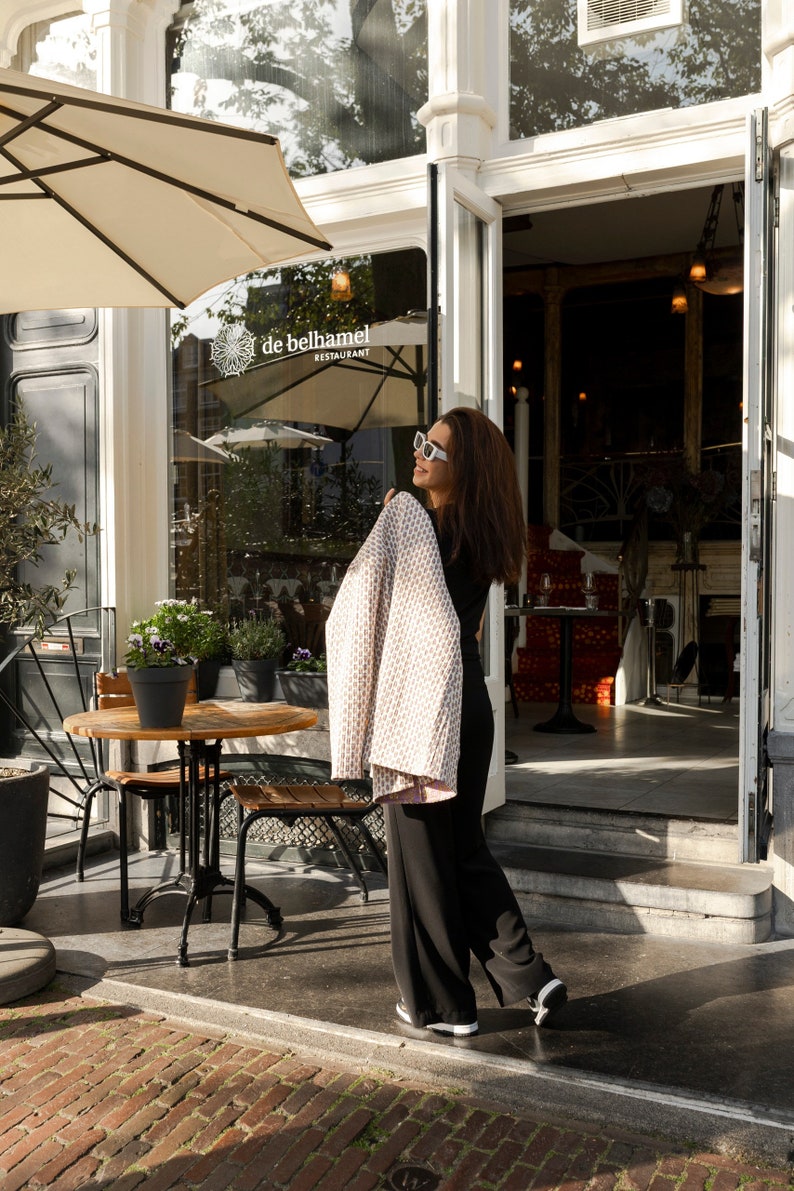 veste blanche surpiquée, veste matelassée à motif floral, veste réversible, coupe-vent en coton de couleur douce, blazer respirant, gilet en pur coton image 9