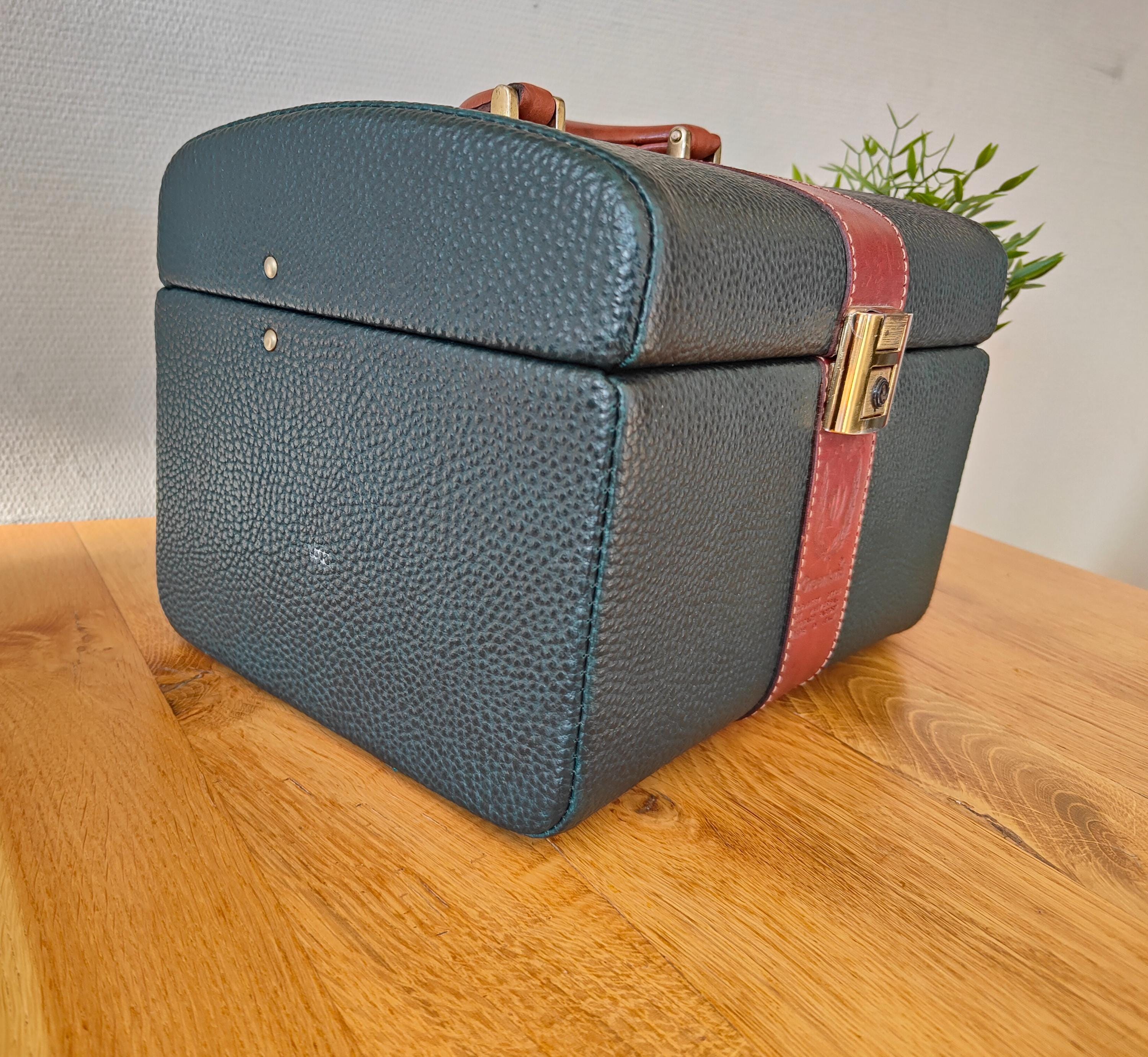 Vintage Italian Leather Jewelry Box With Key, Greenland Case