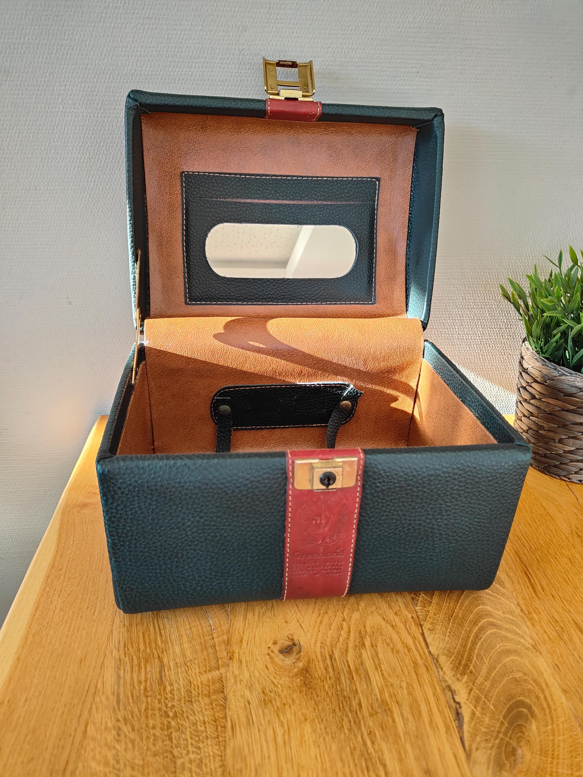 Vintage Italian Leather Jewelry Box With Key, Greenland Case