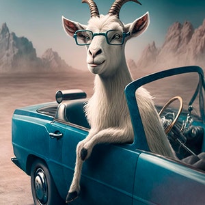 goat drive car funny goat illustration goat with glasses download comical picture droll goat