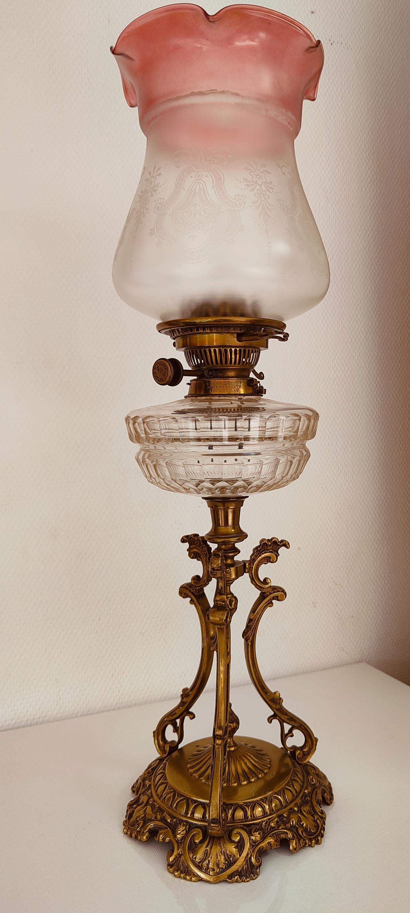 Antique Victorian Oil Lamp Hinks Duplex No 2 Evered and Co Patent