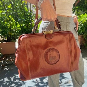 Vintage Italian Leather Doctor Bag – Cognac Brown Pettinati Valter Firenze