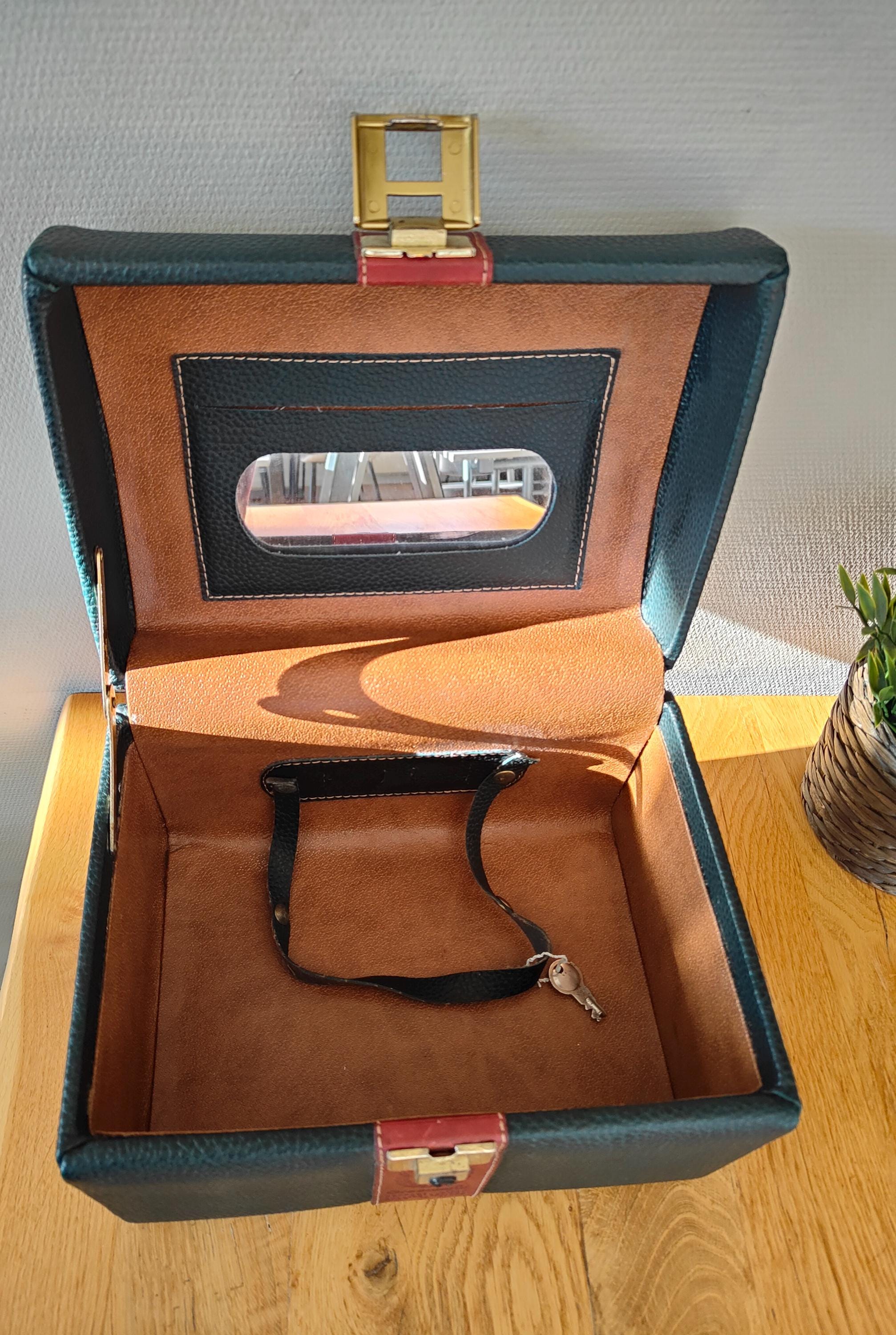 Vintage Italian Leather Jewelry Box With Key, Greenland Case