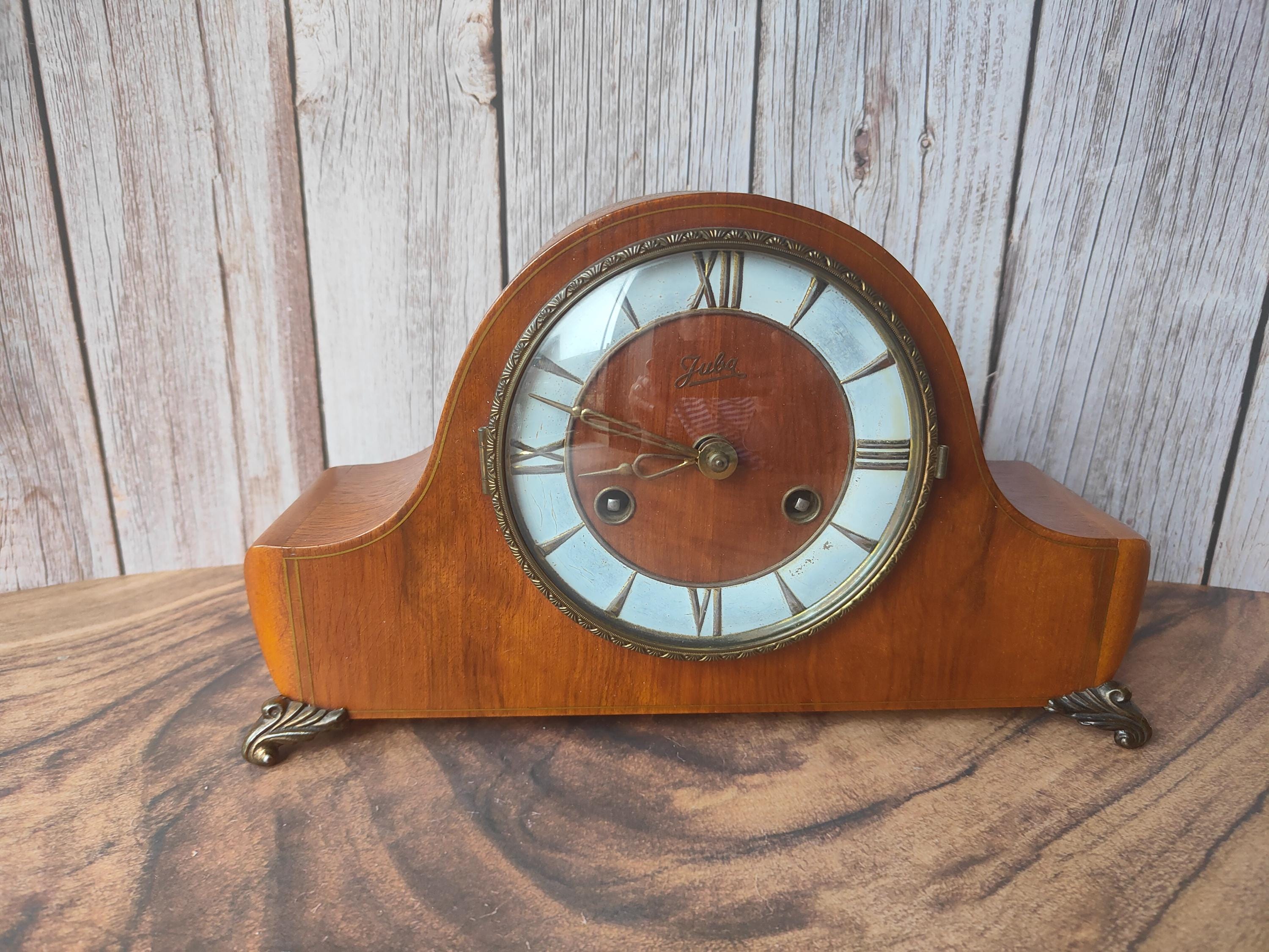 Vintage Juba Mantel Clock, Wooden Mechanical Table Clock With
