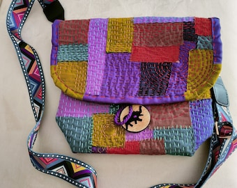 stitches crossbody bag hand embroidered bag,boho style bag