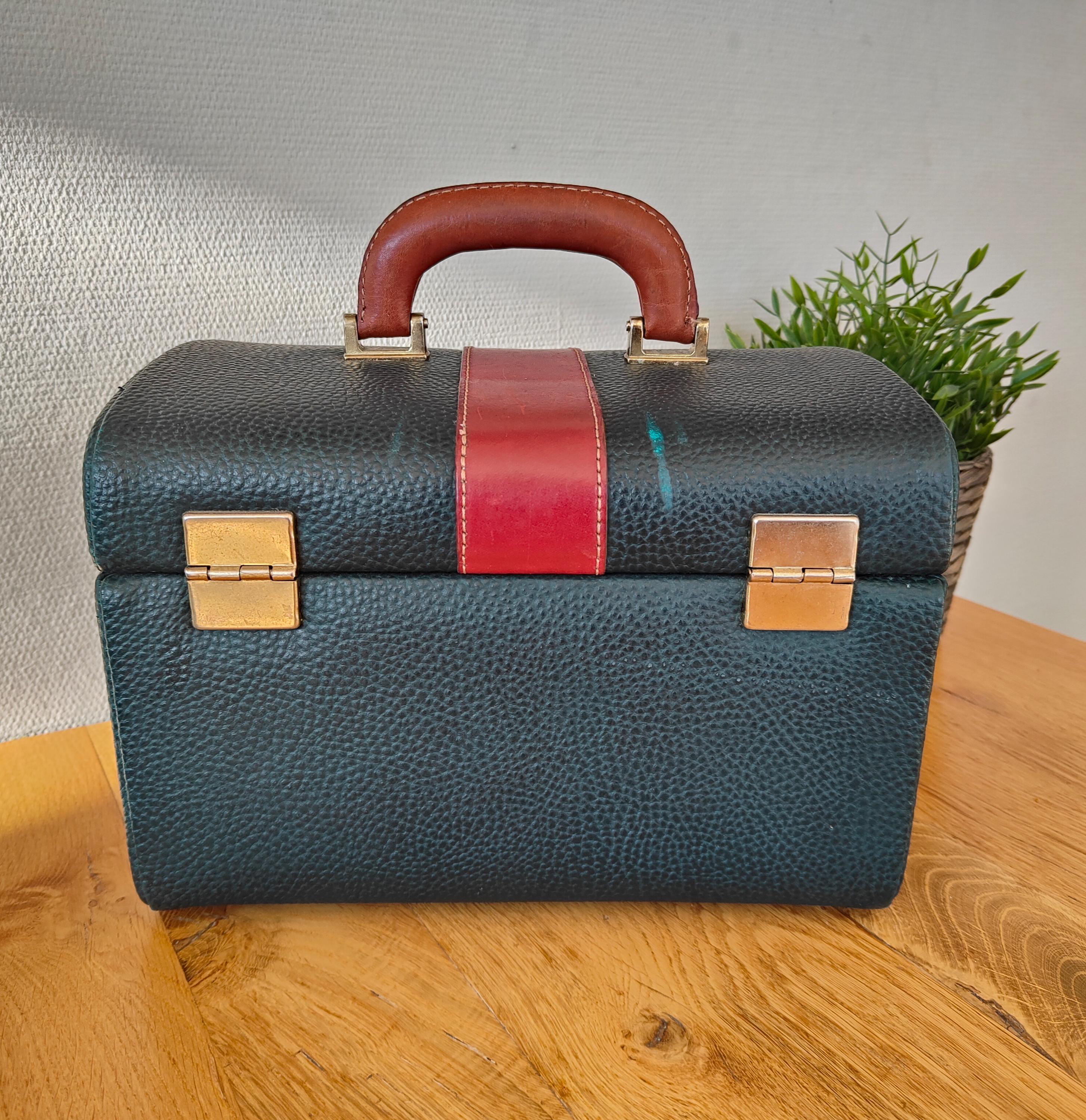 Vintage Italian Leather Jewelry Box With Key, Greenland Case