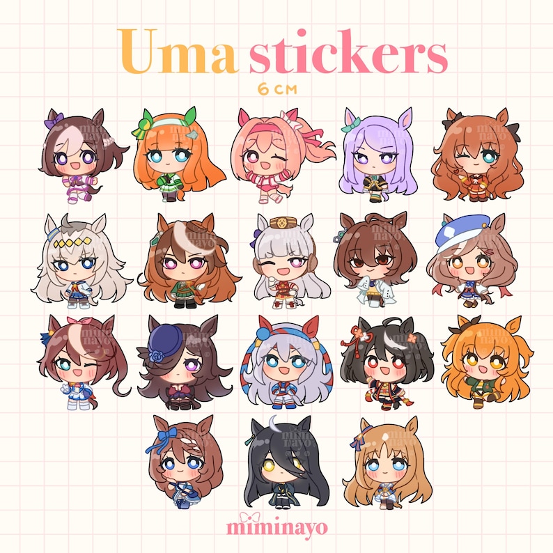 Umamusume Stickers [6cm] | Haru Urara, Oguri Cap, Symboli Rudolf, Gold ...