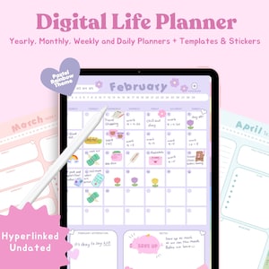 Pastel Digital Planner | Undated Digital Planner | Cute digital planner | Kawaii digital planner | Life planner
