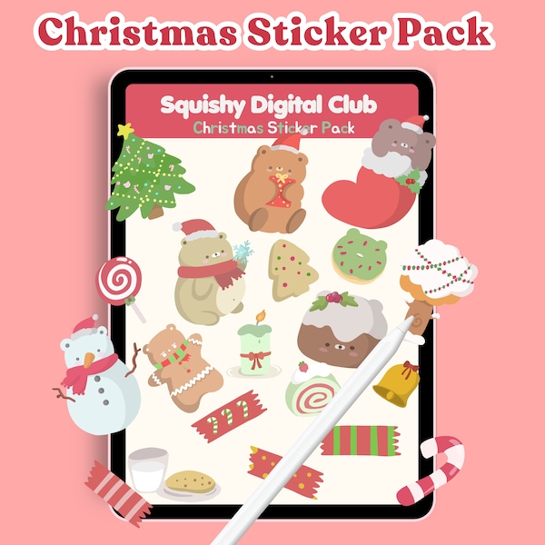 Cute Digital Christmas Stickers | Kawaii Christmas Stickers | Christmas Stickers For Goodnotes