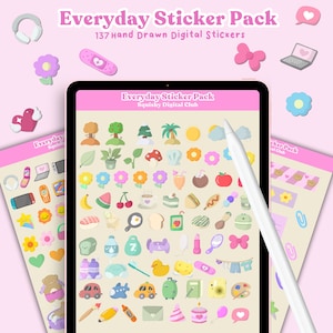 Niedliche digitale Sticker | Kawaii Digitale Planner Aufkleber | Aufkleber für den Alltag | Digitale Planner Aufkleber | Goodnotes Digitale Sticker