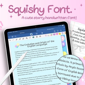 Ecriture manuscrite Squishy | Jolie police manuscrite | Écriture soignée | Police de caractère numérique | Police Goodnotes | Police d'étude