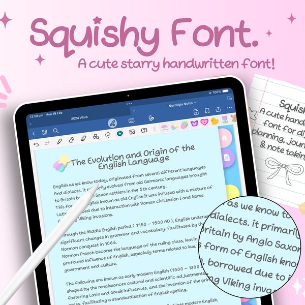 Squishy Hand Written Font | Cute Handwritten Font | Neat Handwriting | Digital Planner Font | Goodnotes Font | Study Font