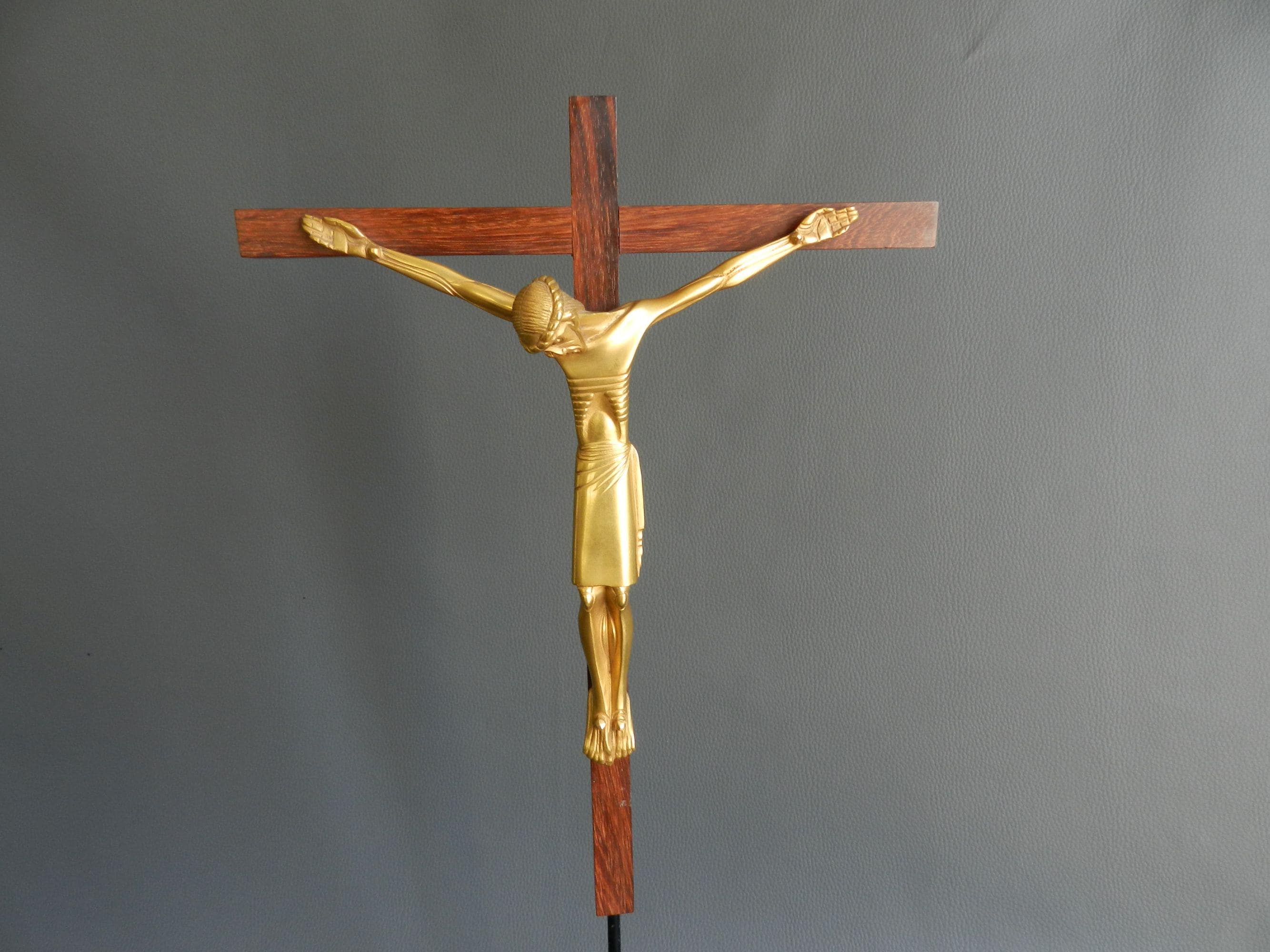Bronze Crucifix Jean Lambert-rucki From the 19th Century 1888-1967