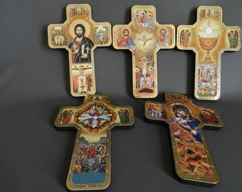 Wall crucifix XL in wood bronze, Christ on the cross, Realistic rustic crucifix to hang, gift baptism religious, Original crucifix prayer
