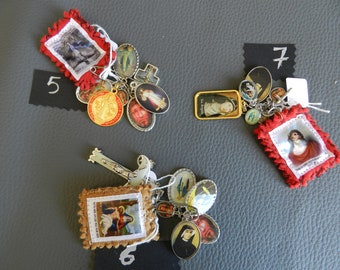 Scapular protection medal, precious blood scapular, Virgin sorrows scapular, crucifix talisman Saints protectors, Anticdevotion