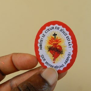 Skapulier Heiliges Herz Jesu, Schutzschild, Heilige Herz-Verehrung, Jesus-Reliquiar, Selbst tragen, Antike Hingabe, 4,5 cm