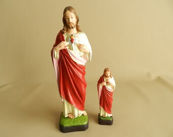 Sacred Heart of Jesus Unbreakable Statue, Resin Gum, Sacred Heart Devotion Prayer, Protection, Jesus Reliquary, Antic Devotion 11.81 inch