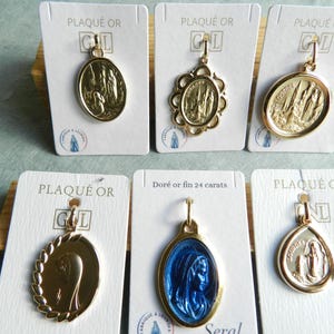 Medal of Our lady of miracles 24 carats, miraculous medal, medal made in Lourdes, Virgin Mary oval medal, 2.5 cm 0.98 inch