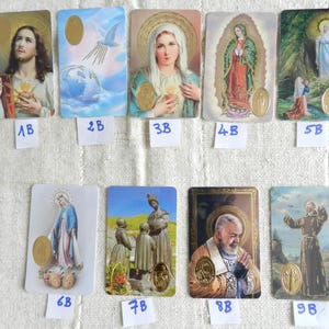 Carte de prière plastifiée Padre Pio - Saint François d'Assise - carte religieuse médaille imitation - carte prière Saints catholiques