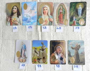 Laminated Prayer Card Padre Pio - St. Francis of Assisi - Imitation Medal Religious Card - Catholic Saints Prayer Card, Antic Devotion