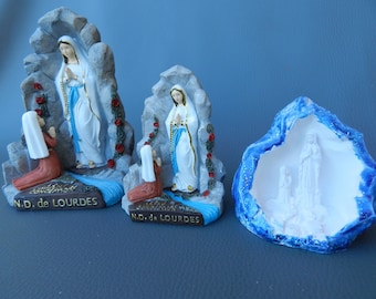 Realistic grotto of Lourdes Massabielle, miniature Bernadette, Madonna grotto Our Lady of Lourdes, replica grotto of apparition sculpture