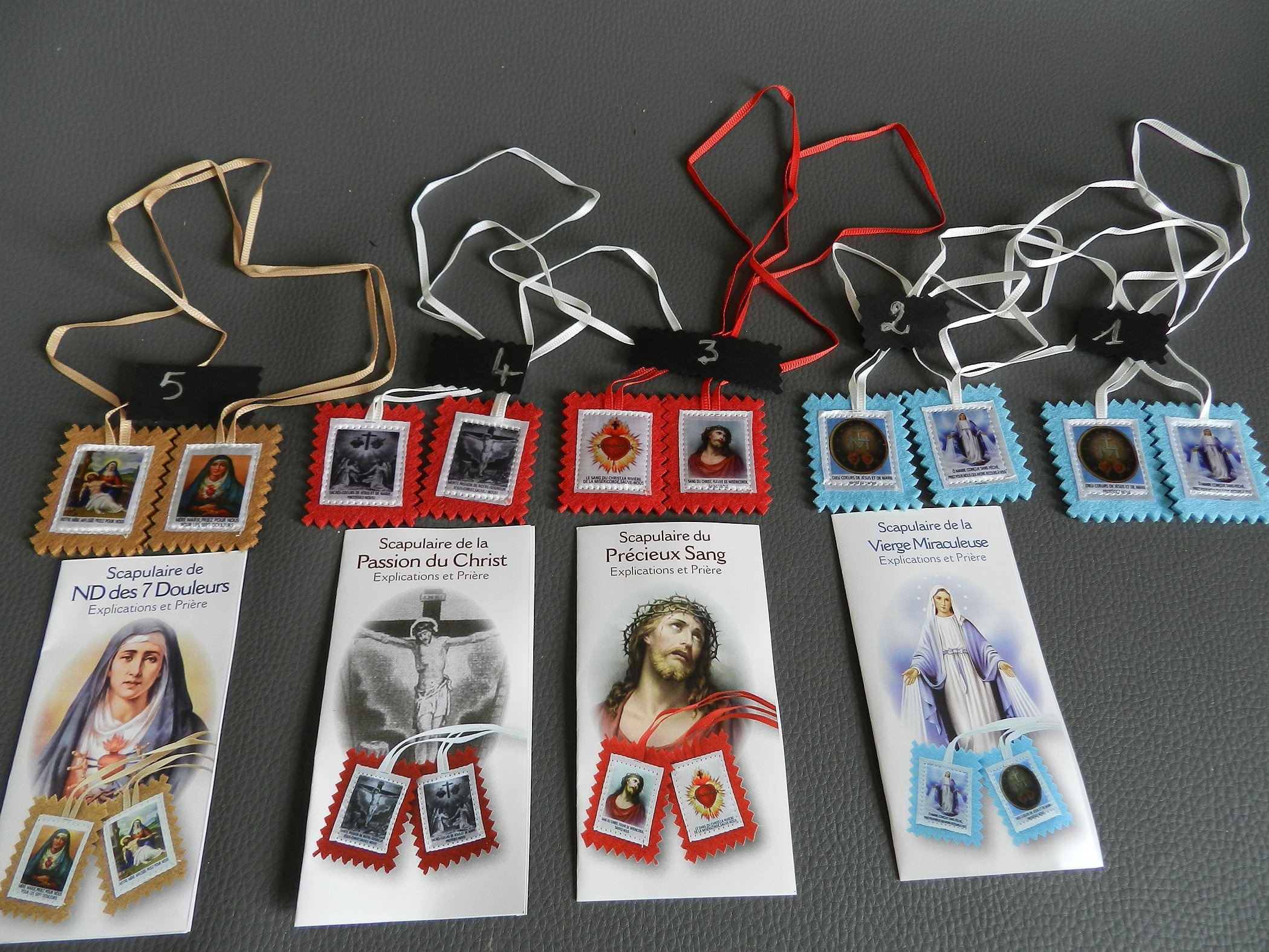 Religious Scapular - Miraculous Scapular - Precious Blood Scapular - Our Lady of Sorrows Scapular - Sacred Heart - Blue Red Scapular