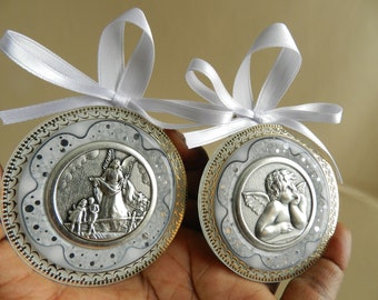 Raphaël Guardian Angel for Baby, Cradle, Infant Jesus Cradle, Religious Medal Relic, Bed Decor Protection, Antic Devotion, 6.5cm 2.56 inch