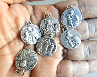 Lot 6 Miraculous Medal, Sacred Heart Scapular, Mary Undoer of Knots, Anthony of Padua, Gabriel Archangel, Raphael, Protection, Anticdevotion