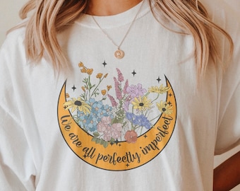 Comfort Colors Graphic Tee, Comfort Colors Oversized Retro t shirt, Vintage Wildflower Positivity Shirt, Boho Botanical Graphic crewneck