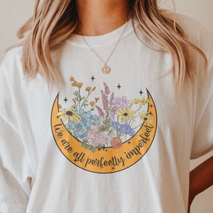 Comfort Farben Grafik T-Shirt, Comfort Farben Oversized Retro T-Shirt, Vintage Wildblume Positivity Shirt, Boho Botanical Graphic crewneck