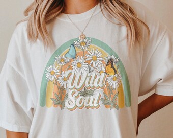 Comfort Colors Graphic Tee, Oversized Retro t shirt, Vintage Butterfly Positivity Shirt, Boho Graphic crewneck, Cottagecore Botanical Shirts