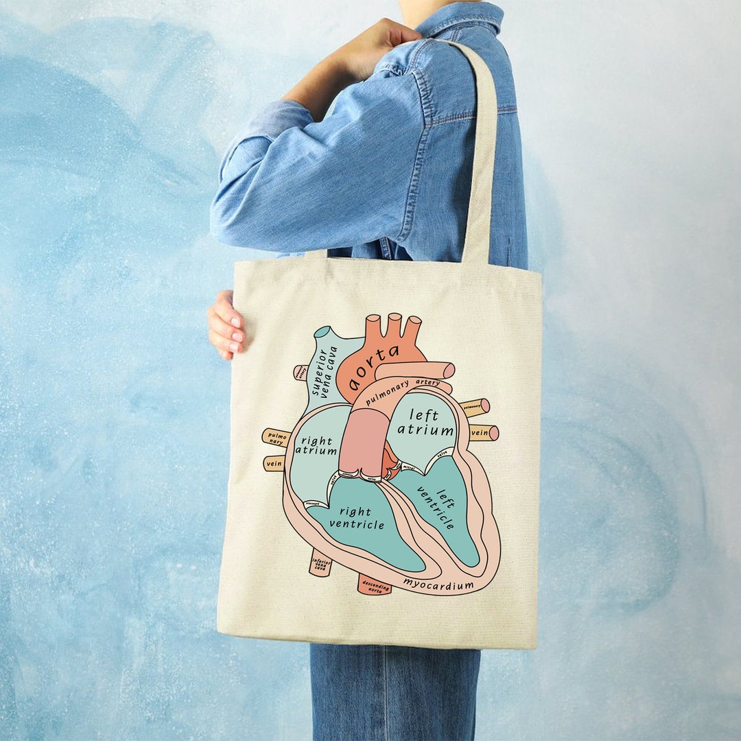 Anatomical Heart Tote Bag Canvas Tote Bag Aesthetic Tote Etsy