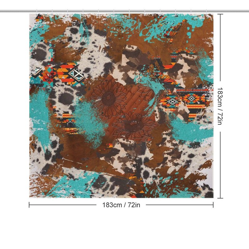 Aztecs Shower Curtain Western Shower Curtain Turquoise Etsy