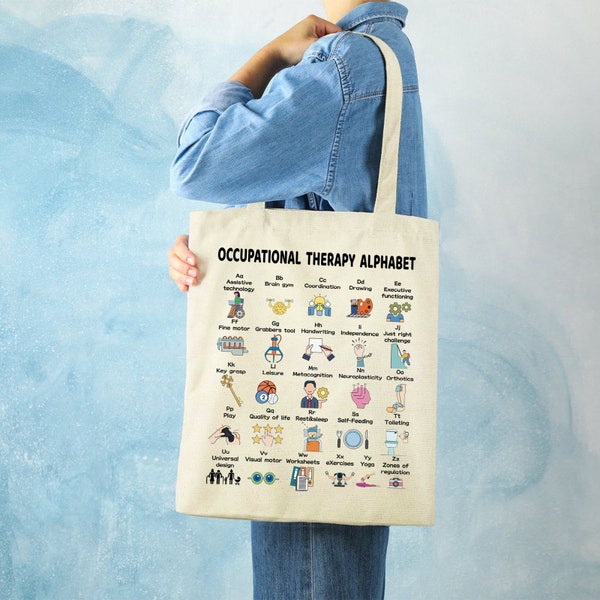 Sac fourre-tout Ergothérapie Alphabet, ABC of Occupational Therapist Tote,, Sac fourre-tout esthétique, Sac promoteur moteur Cadeau