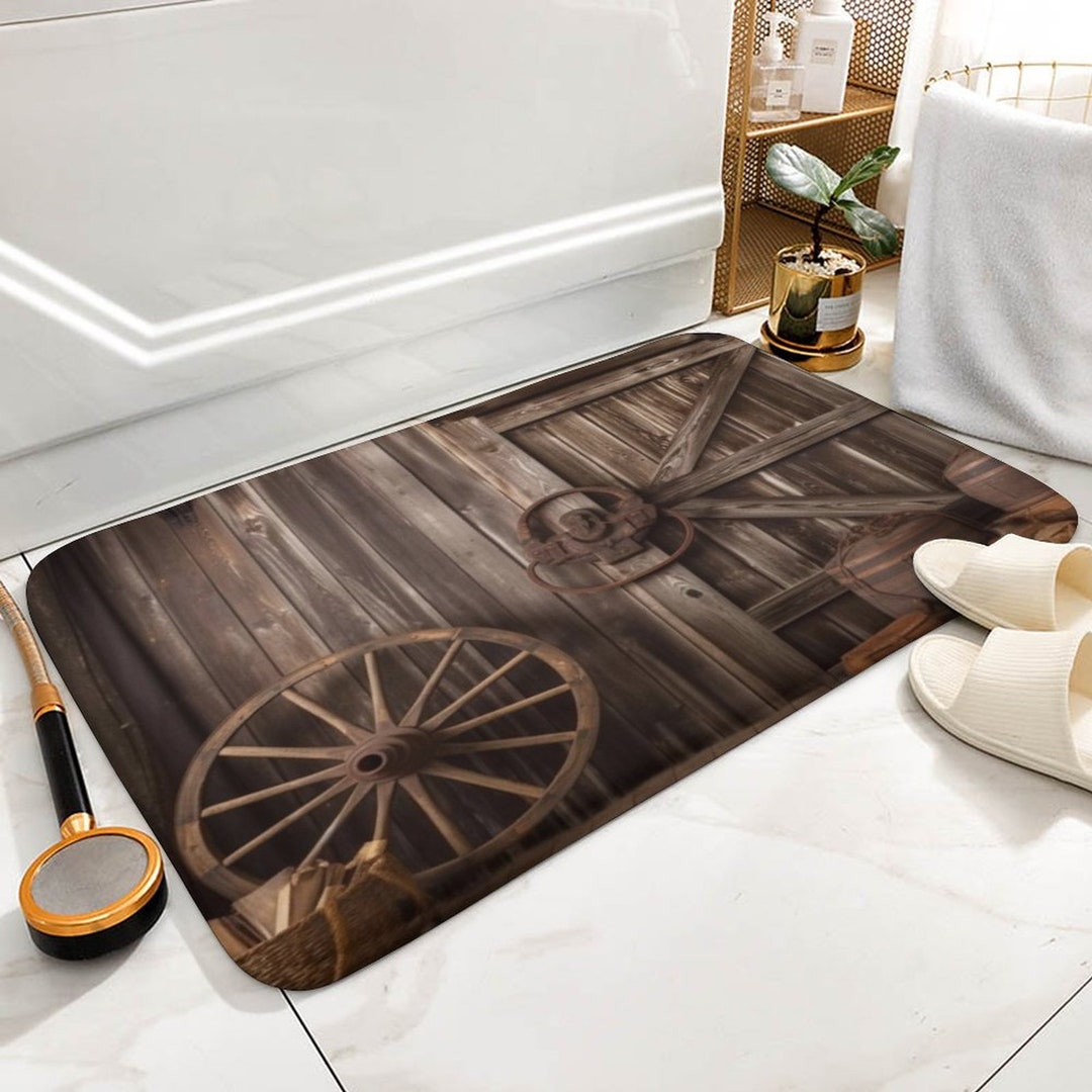 Rustic Barn Door Bath Mat Farmhouse Shower Mat Western Etsy