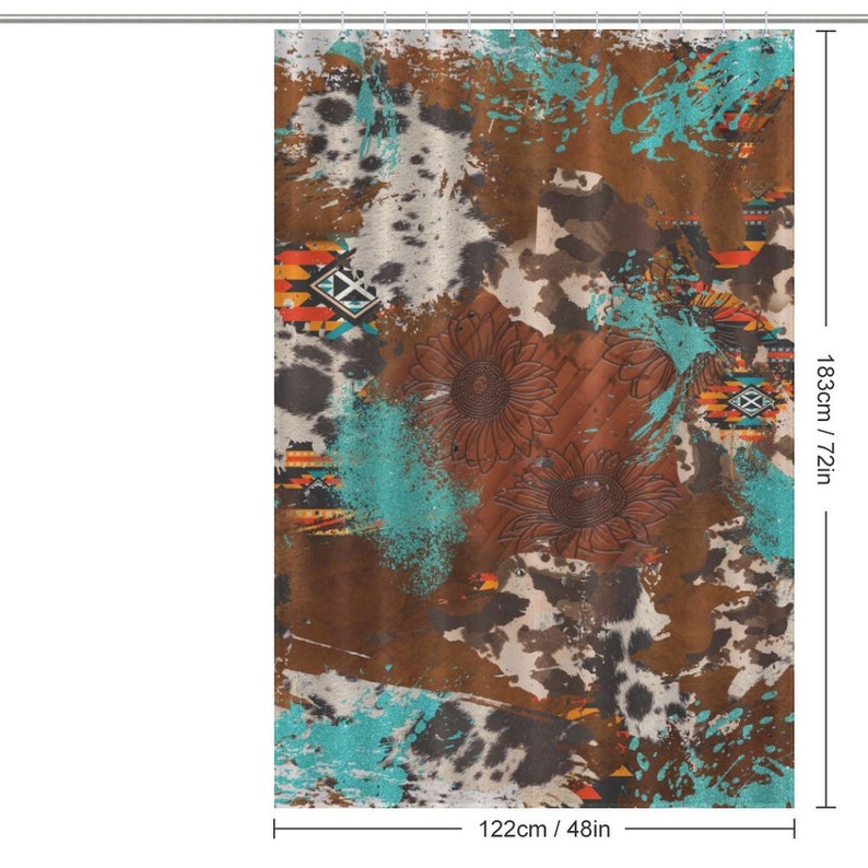 Aztecs Shower Curtain Western Shower Curtain Turquoise Etsy