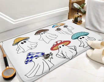 Magic Mushroom Bath Mat, Ghost Shower Mat, Bathroom Mat, Floor Mats, Indoor Outdoor No Slip Mat, Funny Bathroom Decor