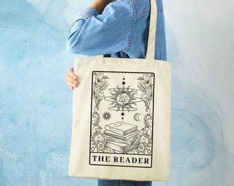 The Reader Tarot Tote Bag, Inspired Tote Canvas Tote Bag, Aesthetic Tote Bag, Book Lover Gift