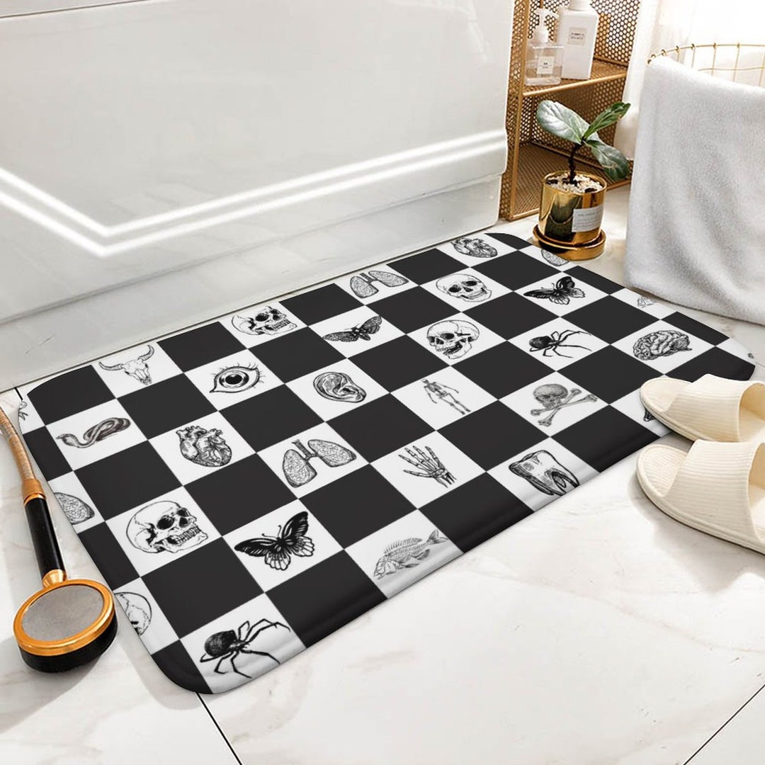 Gothic Bath Mat Black Shower Mat Skull Bathroom Mat Floor Etsy
