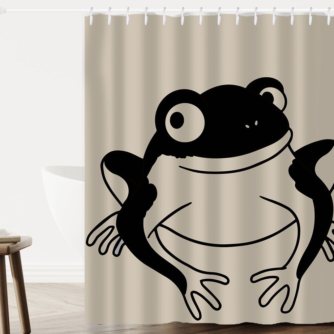 Japanese Frog Shower Curtain, Minimalist Shower Curtain, Frog Art ...