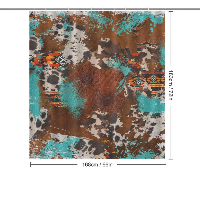 Aztecs Shower Curtain Western Shower Curtain Turquoise Etsy